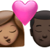 👩🏽‍❤️‍💋‍👨🏿 kiss: woman, man, medium skin tone, dark skin tone display on Apple